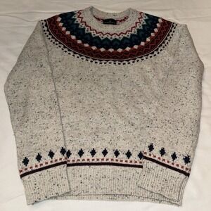 American Eagle Outfitters Fair Isle Sweater Women's Oatmeal Speckled Cozy Knit